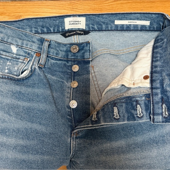 Citizens of Humanity Emerson Slim Boyfriend Distressed Denim Jean Size 25 EUC - Picture 2 of 6